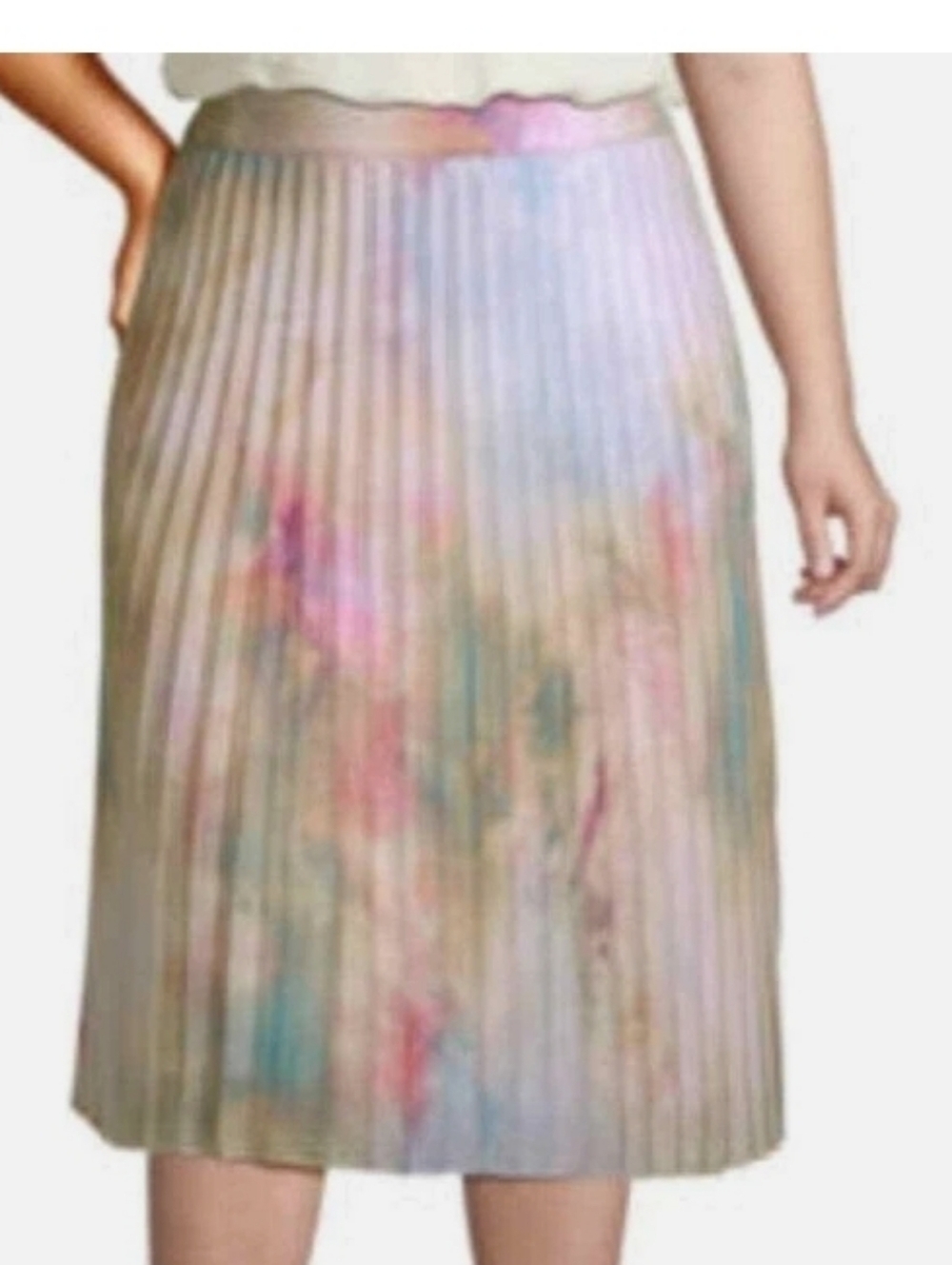 Worthington Women Marble Tie Dye Pleated Pull On Skirt. NWT